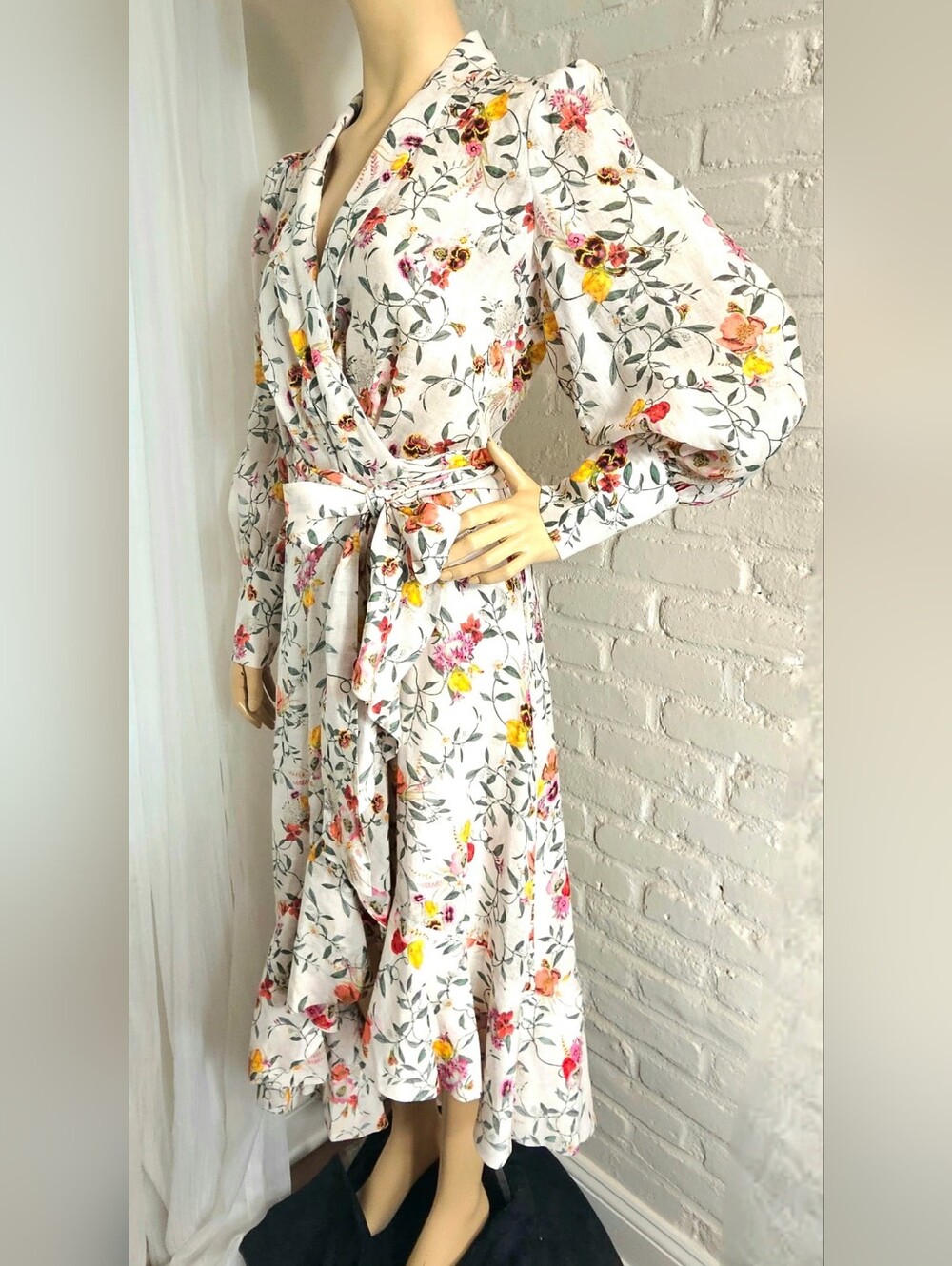 Zimmermann ElkaVine Linen Floral Wrap Dress Size 3 (US 10) - Picture 2 of 14